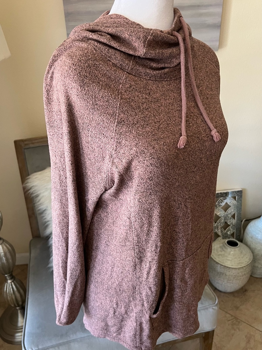 Mossimo Supply Co. Dusty Mauve Hooded Pullover Sweater